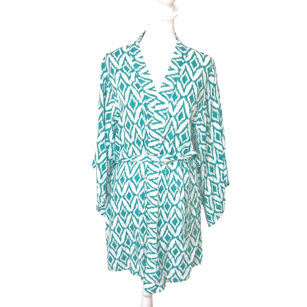 Kenny Flowers swim coverup wrap dress wrap‎ Island Classics resort wear rayon S